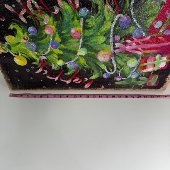 Collectible Rare Pier 1 Imports Christmas Tree Lighted Glitter Canvas Holiday - Picture 10 of 12